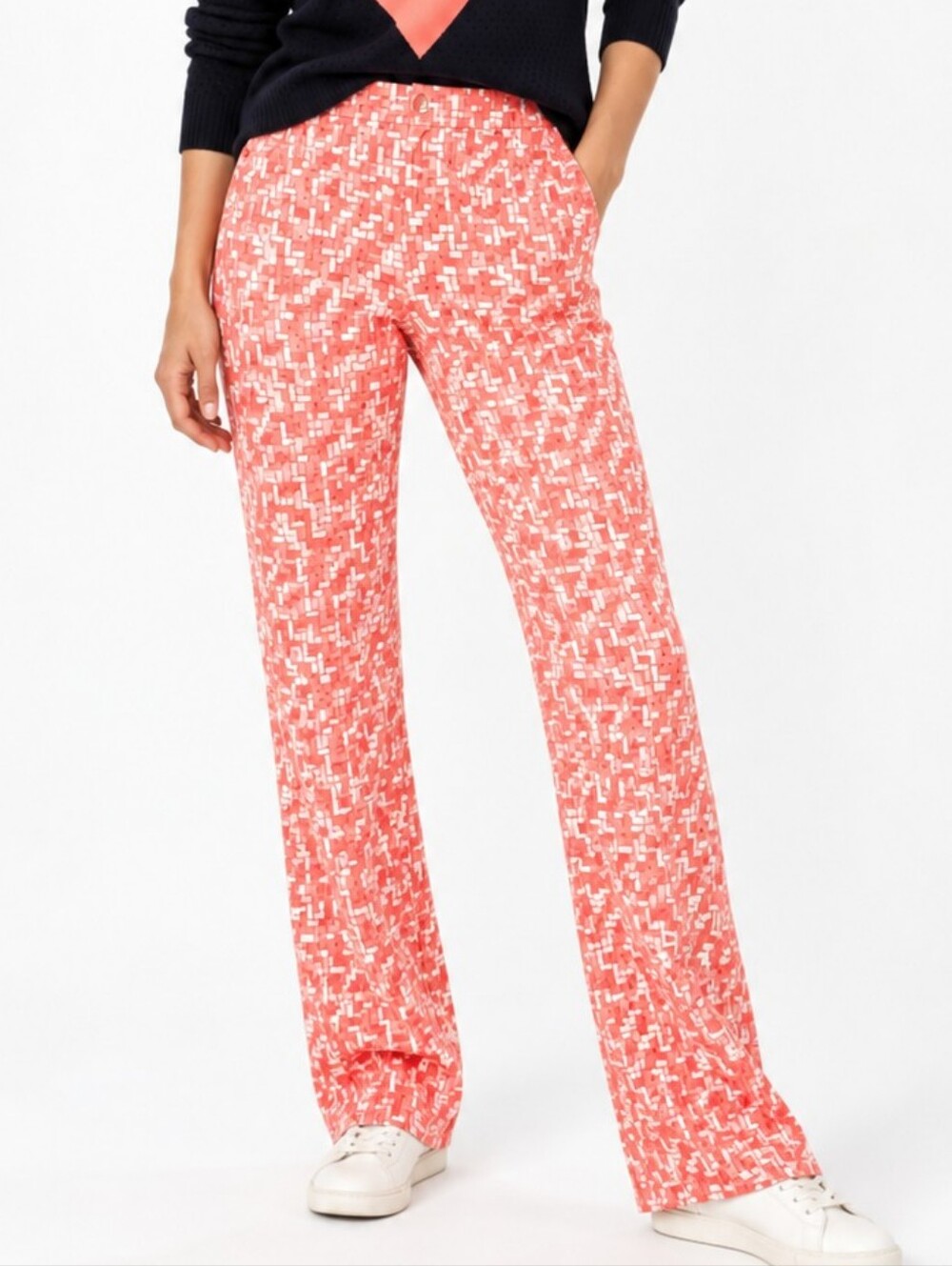 J. McLaughlin Pants Hyena Coral Modern Gingham High Rise Catalina